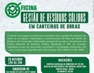 Sinduscon/DF promove oficina sobre resíduos sólidos